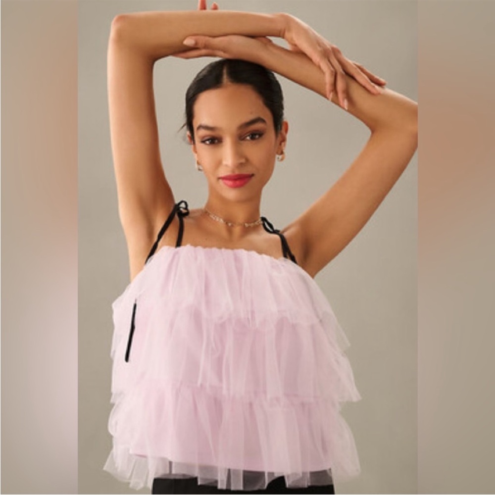 Sunday‎ in Brooklyn Tie-Strap Tank Top Tiered Tulle Size Xl Anthropologie